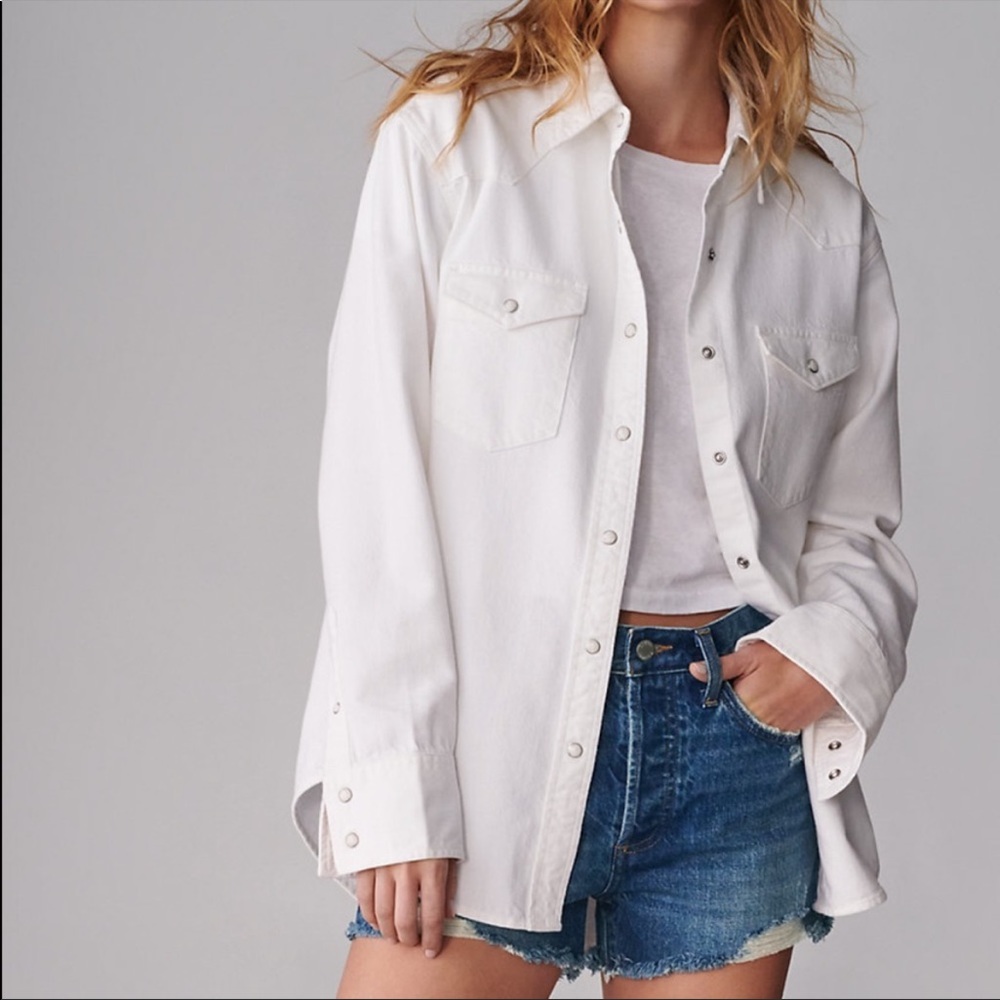 Denim Forum White Jean Jacket Relaxed Fit
